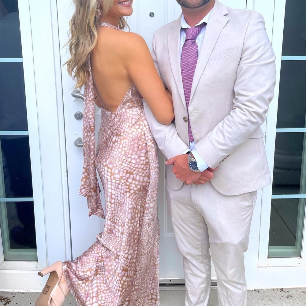 L’Academie low back halter dress